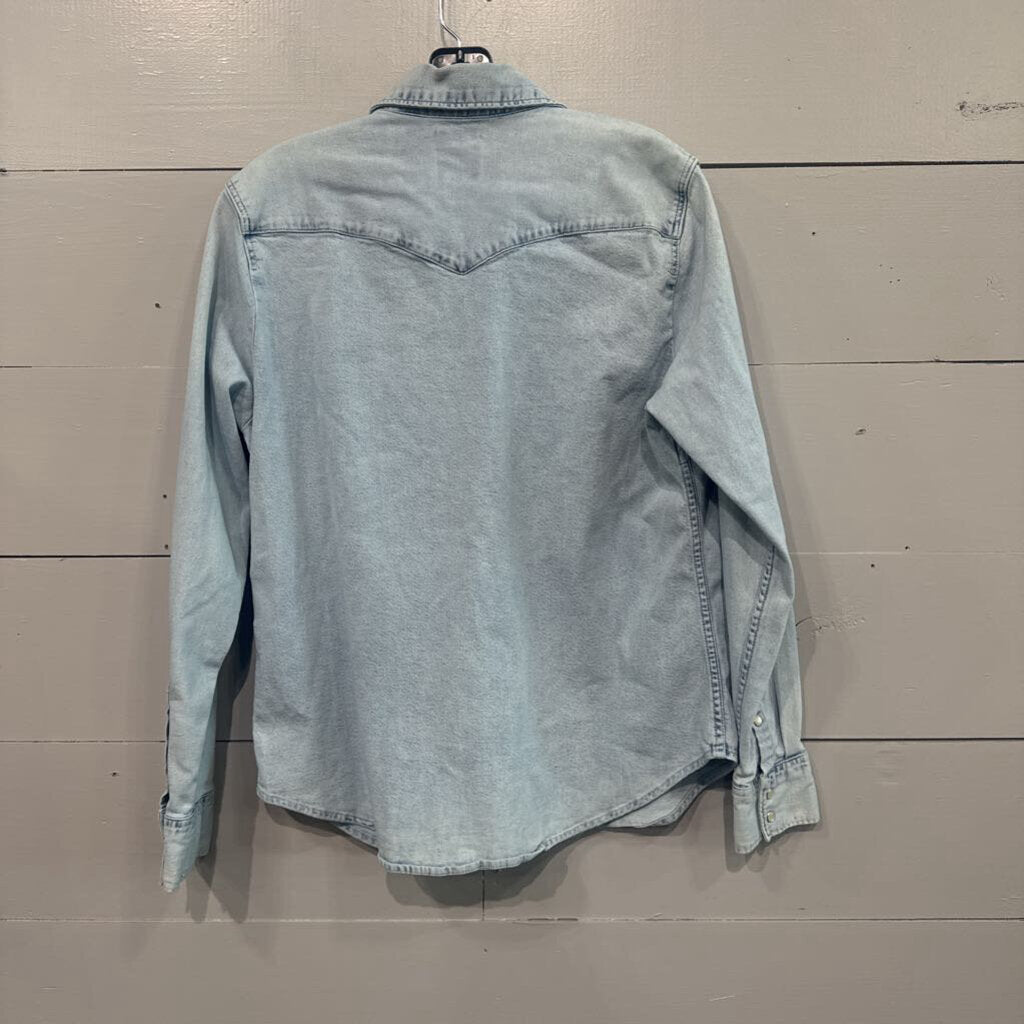 LEVI,DENIM PEARL SNAP TOP ,BLUE,S
