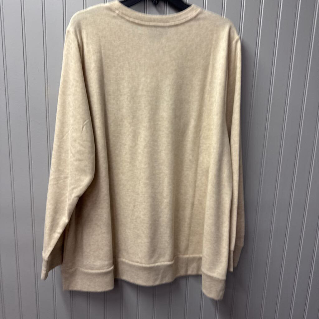 LANE BRYANT,CHENILLE PATCH SWEATSHIRT,CREAM,18/20