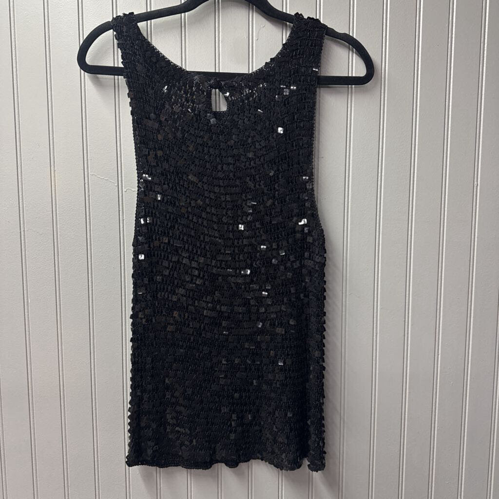 JS COLLECTION,SPANGLED TOP,BLACK,L