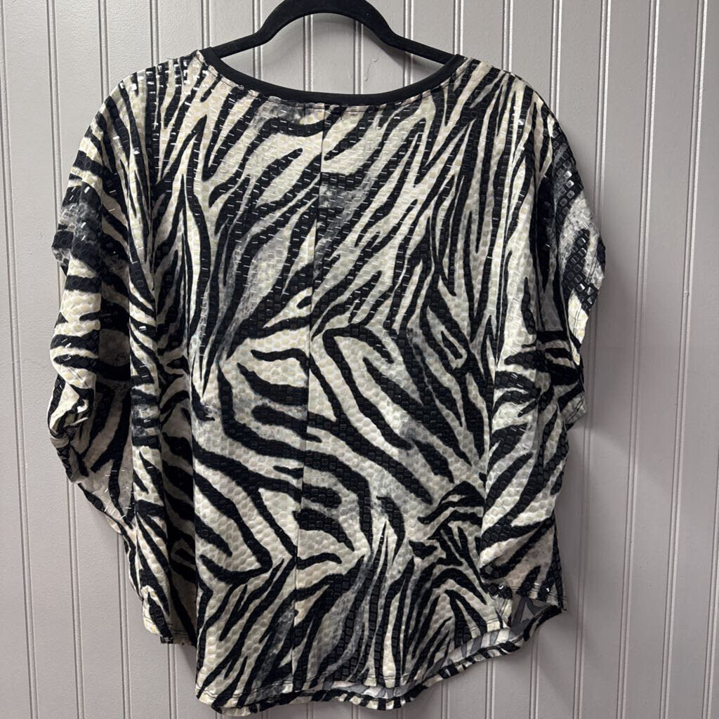 NEW DIRECTION,SPANGLED TOP,CREAM/BLK,L