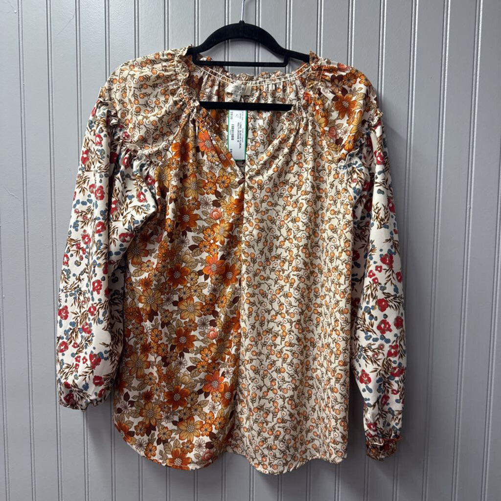 UMGEE,LONG SLEEVE FLORAL,MULTI ORANGE,M