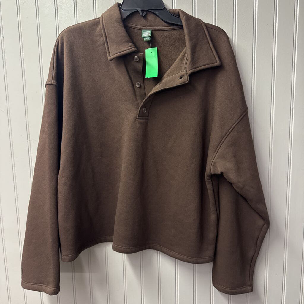 WILD FABLE,SWEATSHIRT W/ BUTTONS,BROWN,M