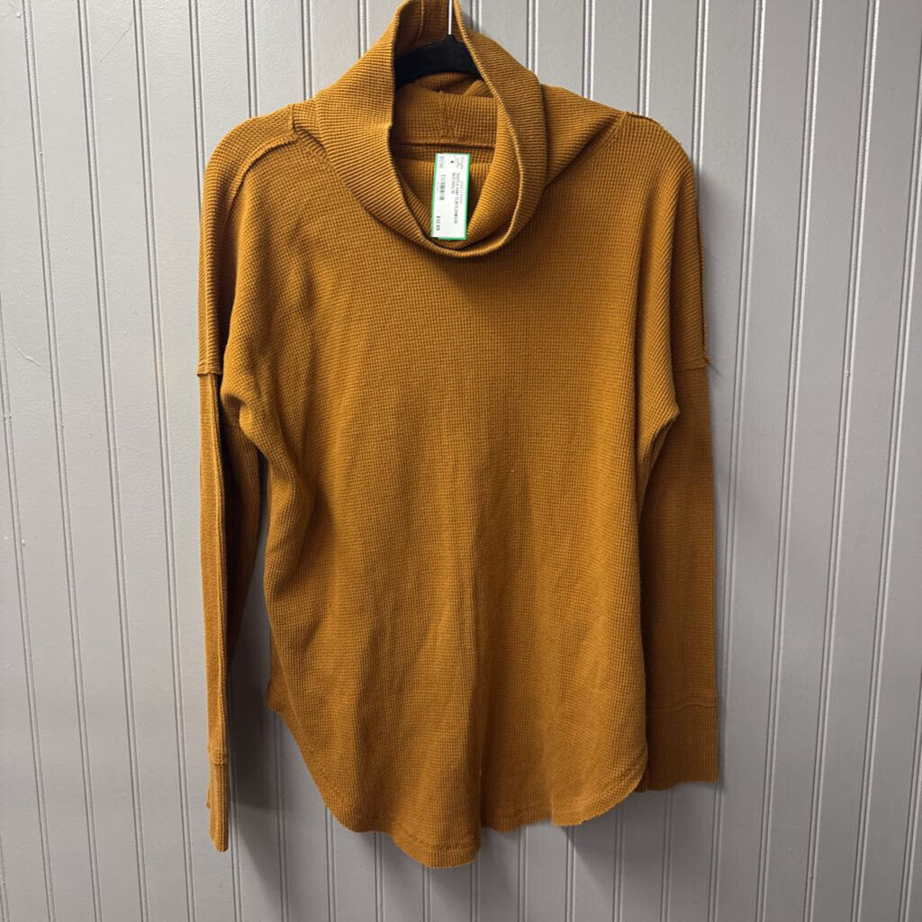 MAEVE,WAFFLE KNIT TURTLENECK,MUSTARD,M