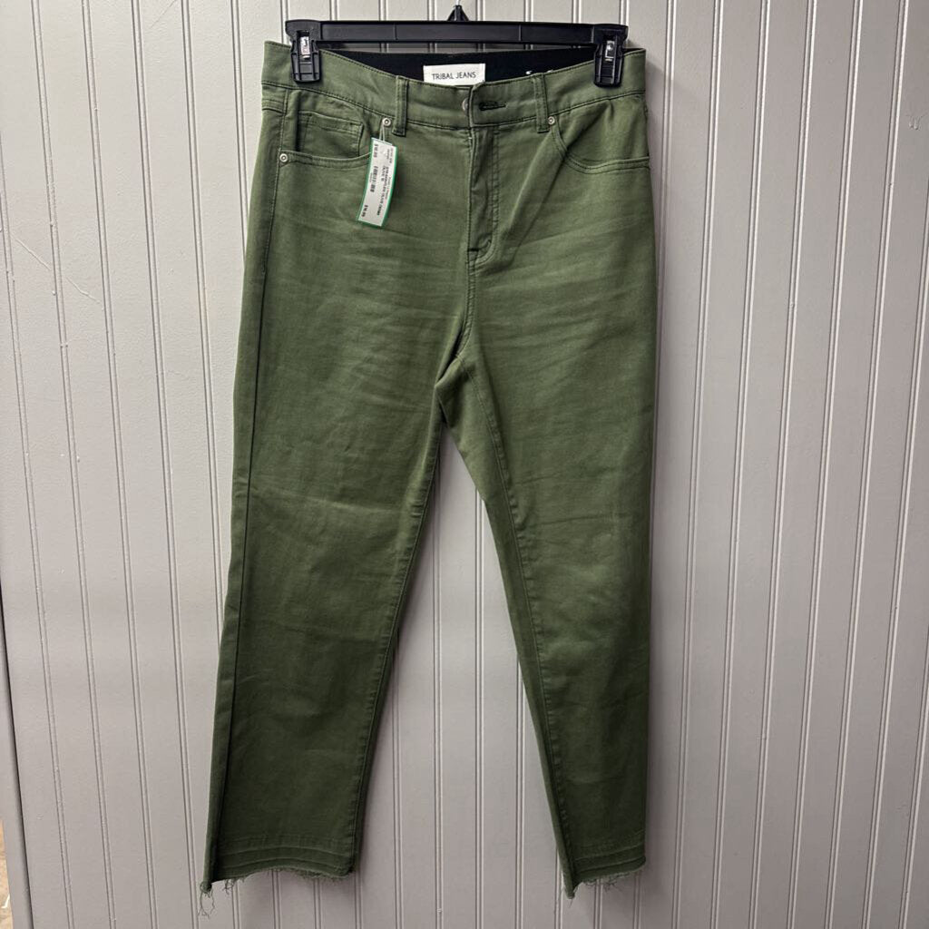 TRIBAL,STRAIGHTLEG OLIVE DENIM,OLIVE,10