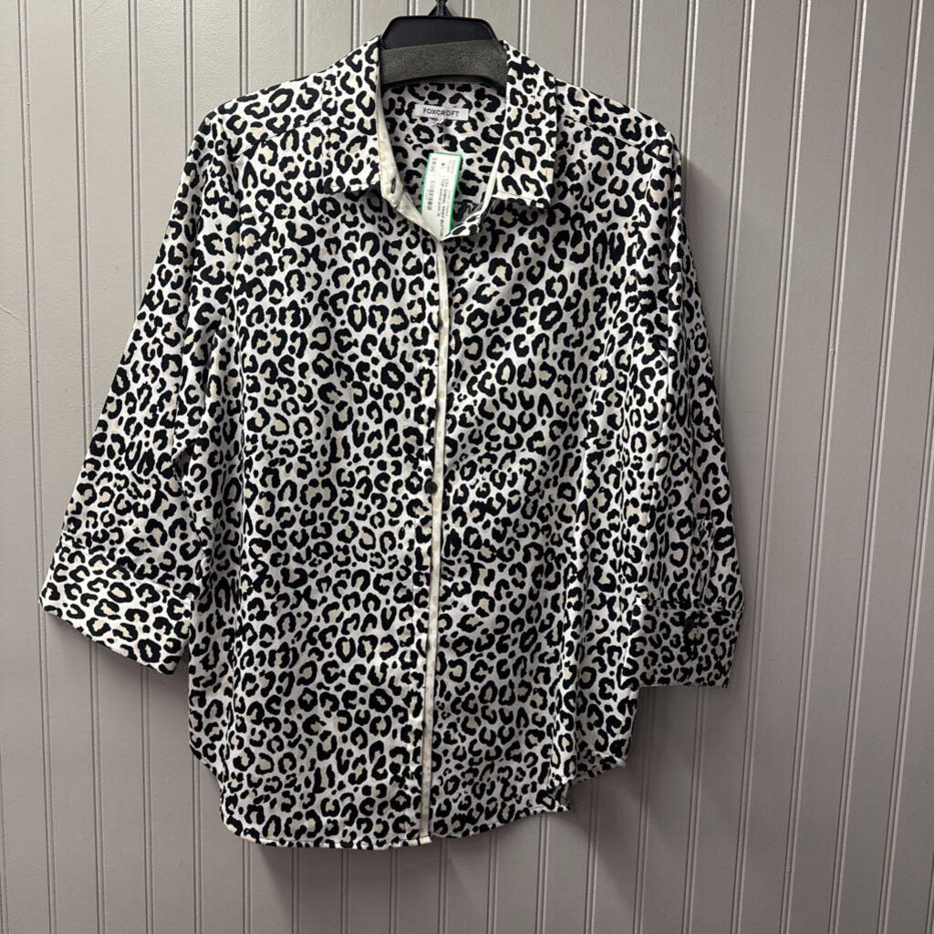 FOXCROFT,LSV ANIMAL PRINT BUTTON TOP,animal print,14