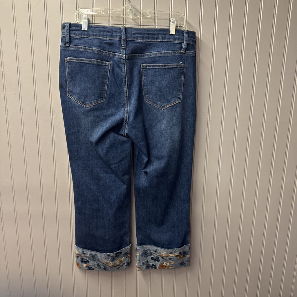 CHARLIE B, EMBROD PRINT CAPRI DENIM,DENIM,12