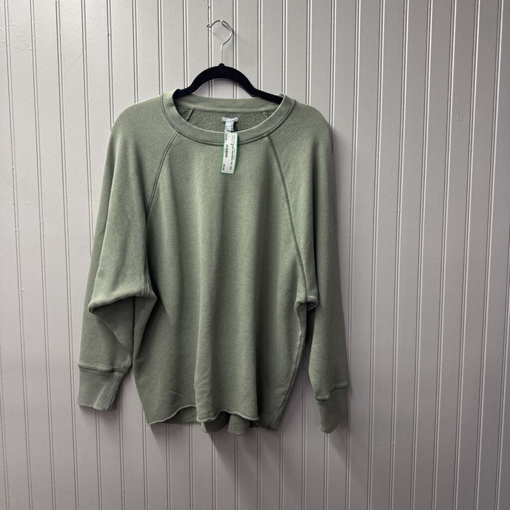 AERIE,BASIC CREWNECK TOP ,GRN,M
