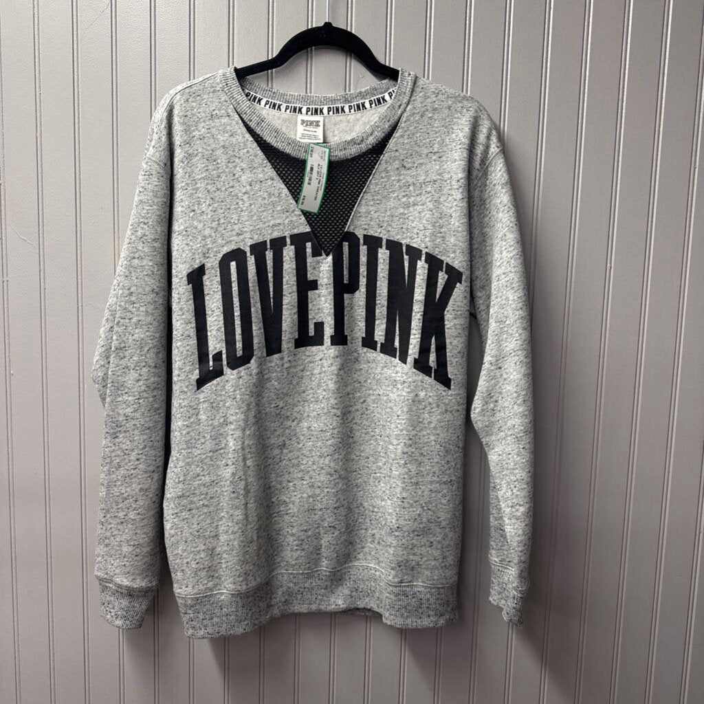 VICTORIA SECRET,VS LOVE PINK SWEATER ,BLK GRY,S