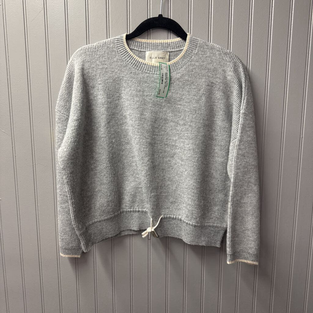 ELLE GREY,SCRUNCH BOTTOM SWEATER ,GRY IVORY,S/M