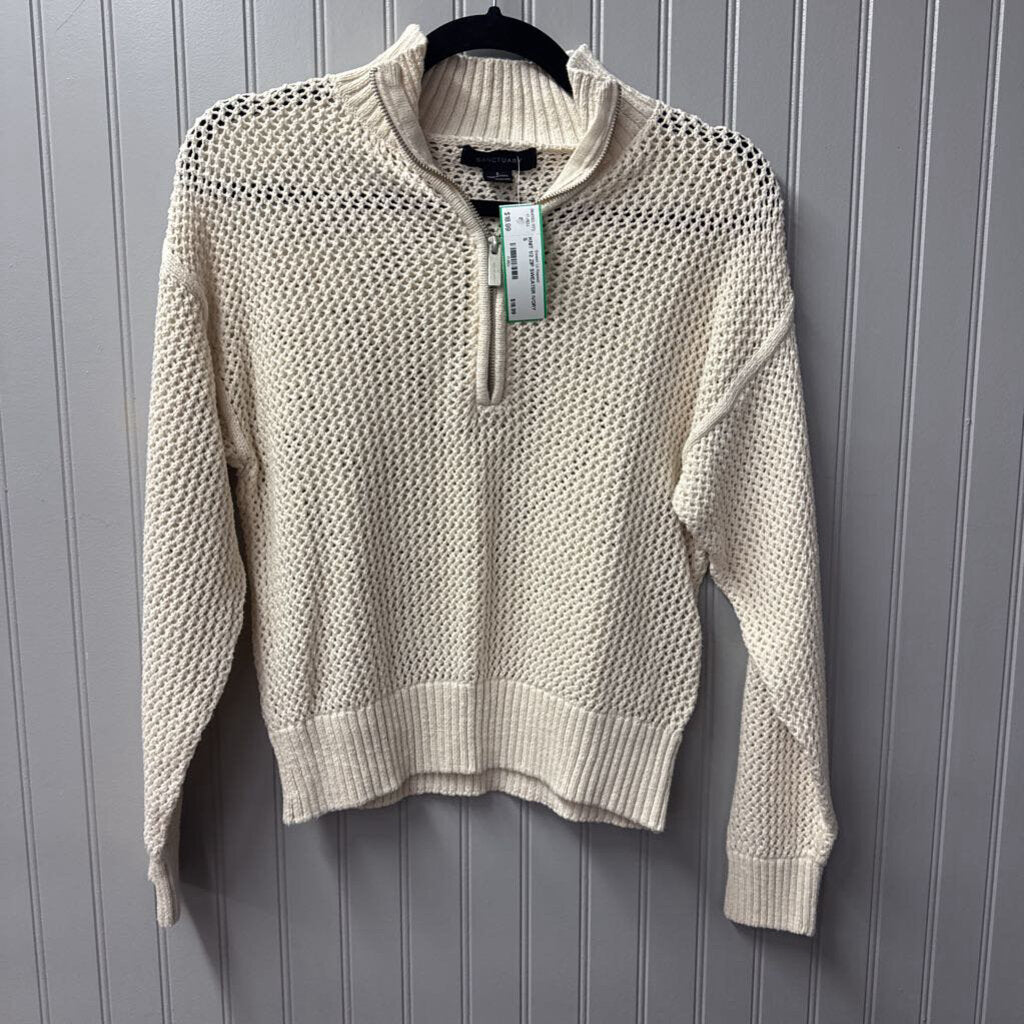 SANTUARY,KNIT 1/2 ZIP SWEATER,IVORY,S