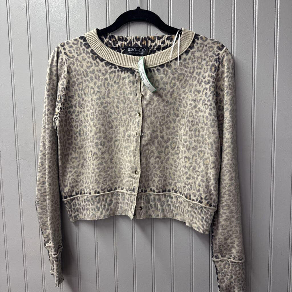 MAC & ME,LEOPARD SWEATER,TAN BLK,S