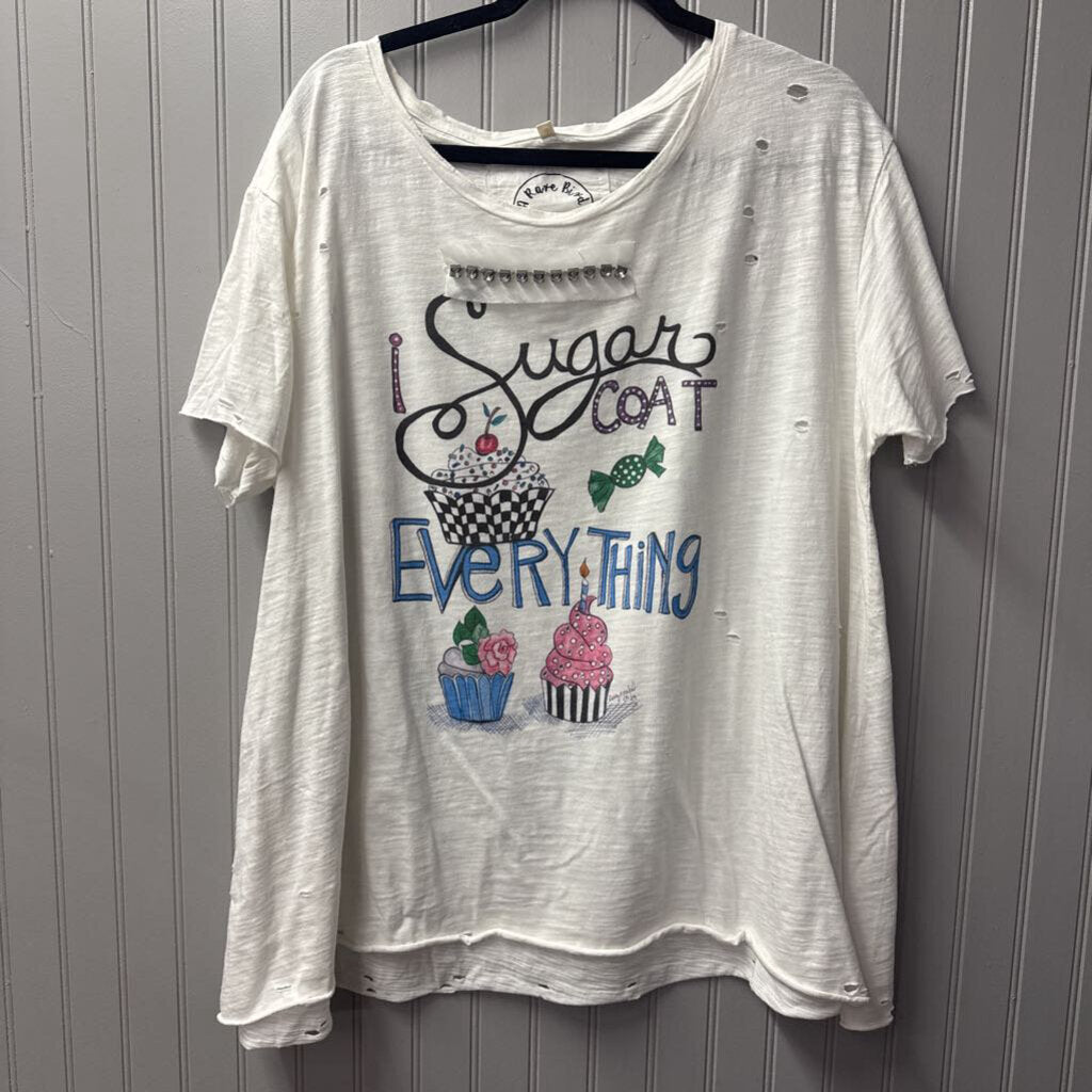 A RARE BIRD,ARB SUGAR JEWELED TOP , L/XL