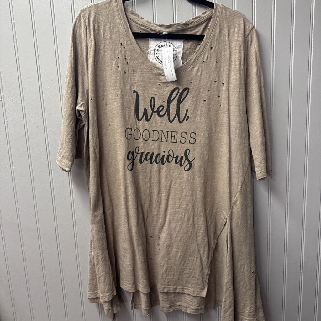 A RARE BIRD,ARB GRACIOUS TOP ,TAN BLK,L/XL