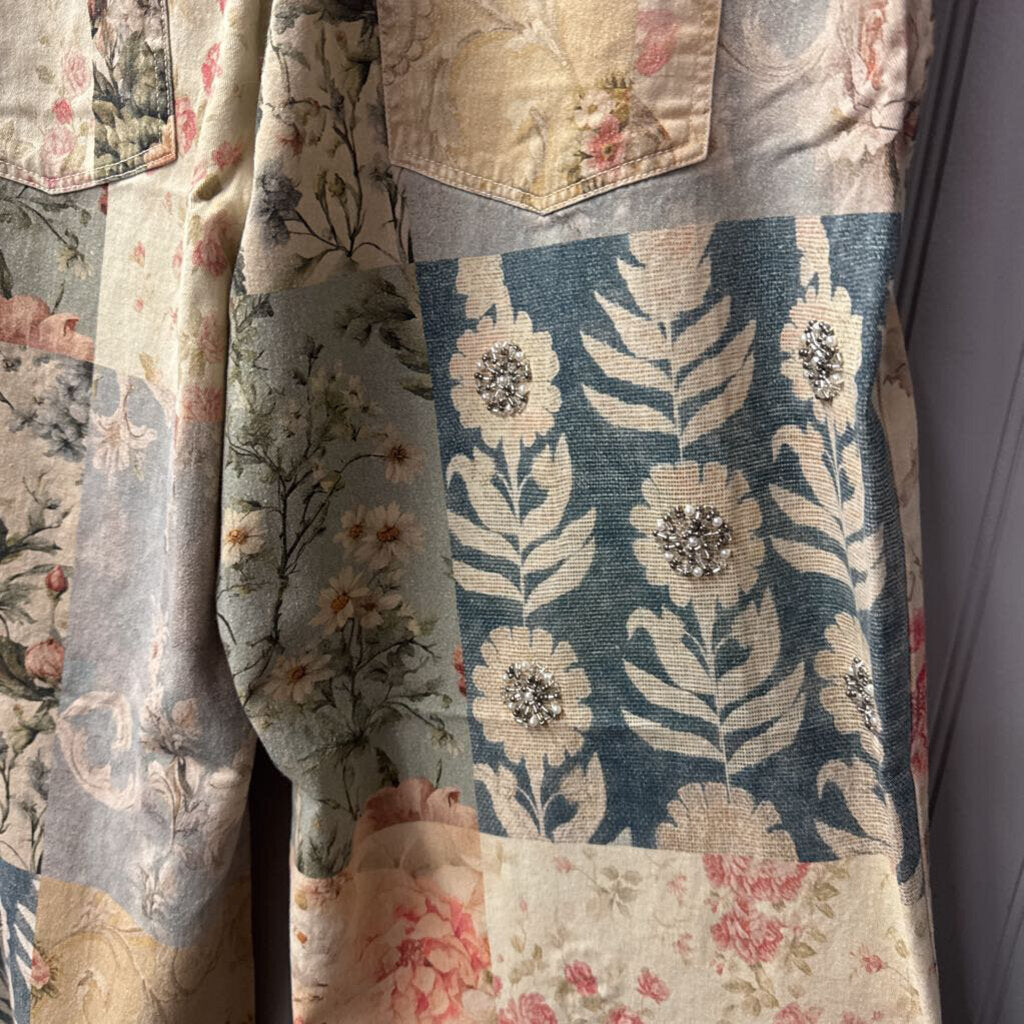 A RARE BIRD,ARB FLORAL PANT ,BLUE MULTI ,XL
