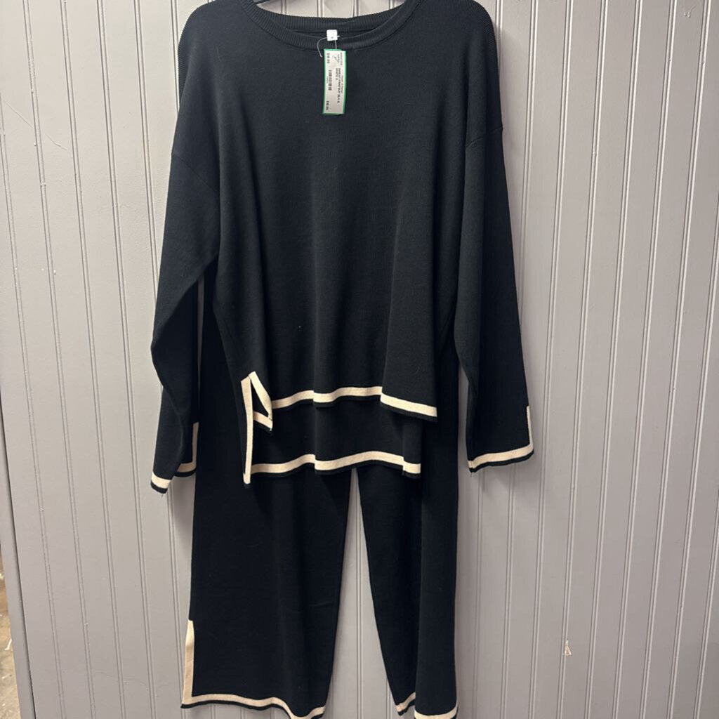 NO LABEL,SWEAT PANTSUIT,BLK & WHITE,S