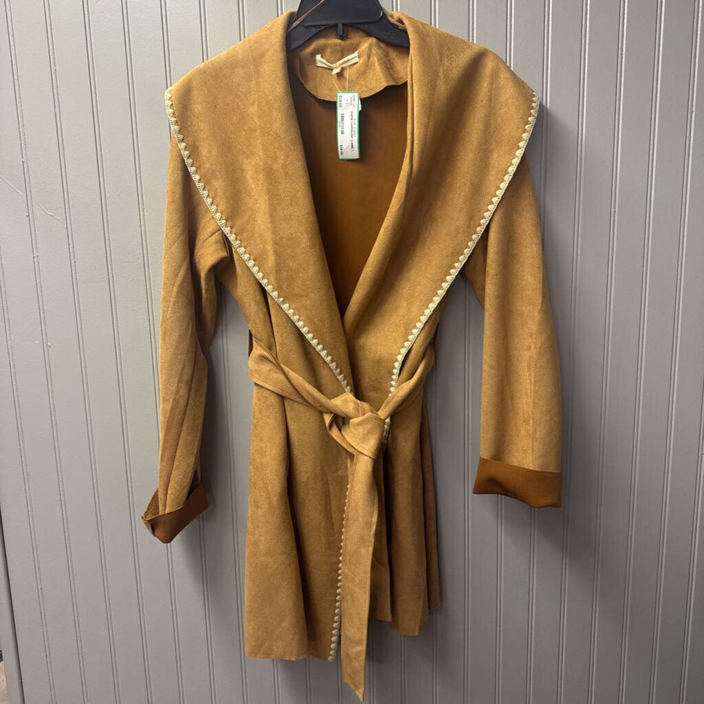 SOLITAIRE,SUEDE CARDIGAN*,CAMEL,L