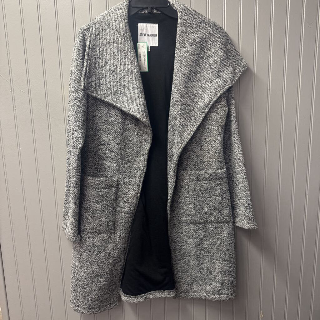 STEVE MADDEN,SWEATER TRENCHCOAT,BLK & WHITE,M