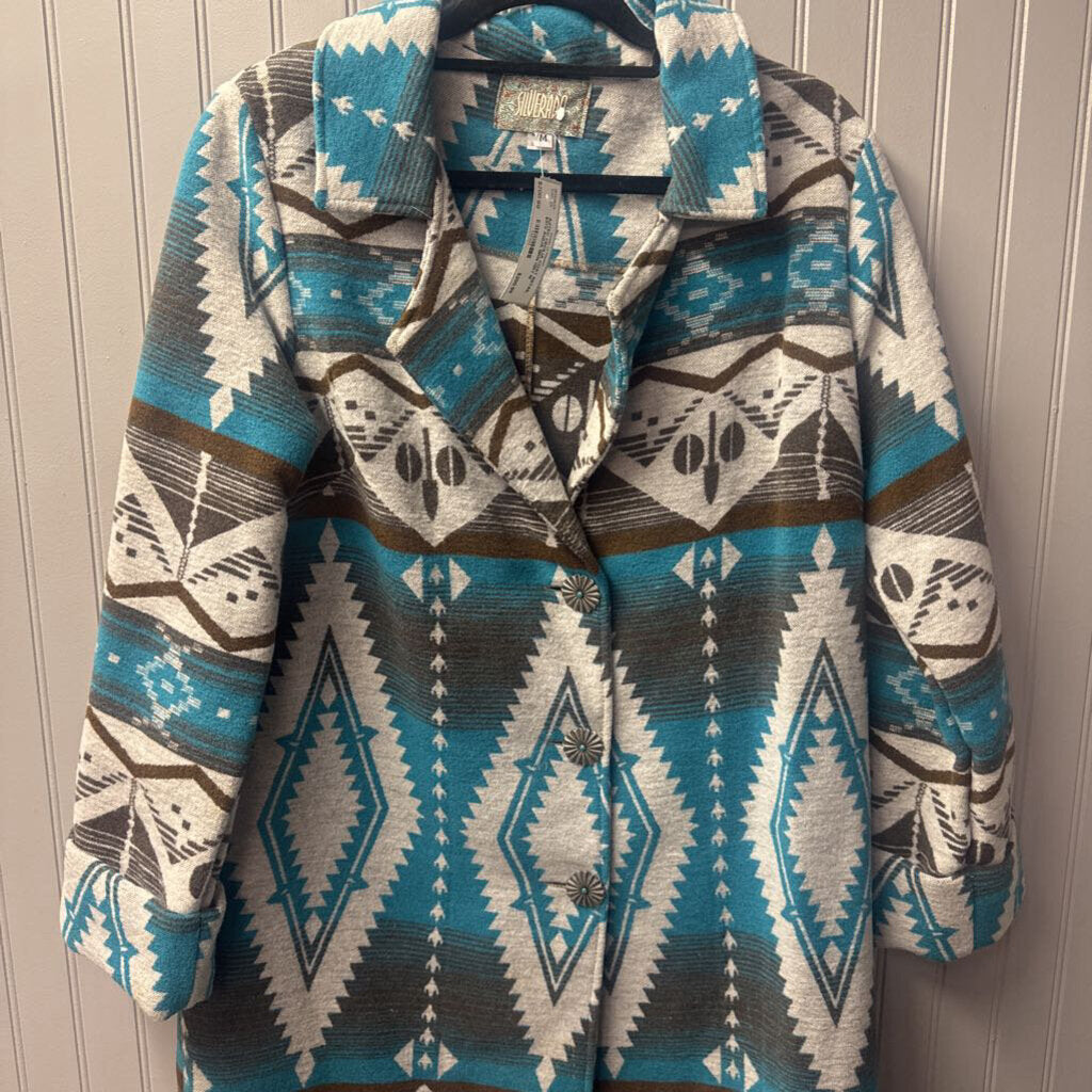 SILVERADO,AZTEC CECILIA COAT RETAIL $372,AQUA BRN GRY,M