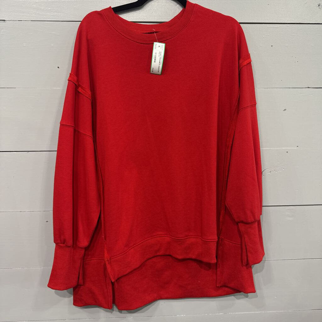 BASIC CREWNECK SWEATER ,RED,XL