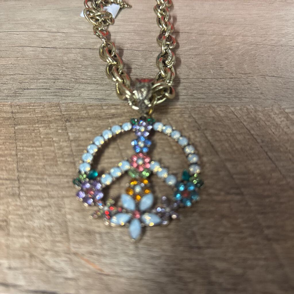 NO LABEL,PEACE NECKLACE,GOLD MULTI