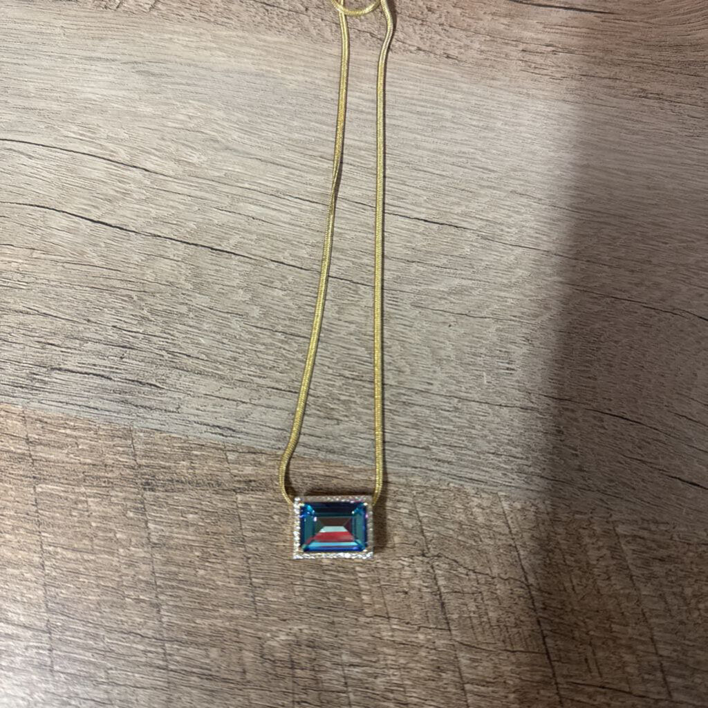 BLB,RECTANGLE JEWEL NECKLACE,BLUE