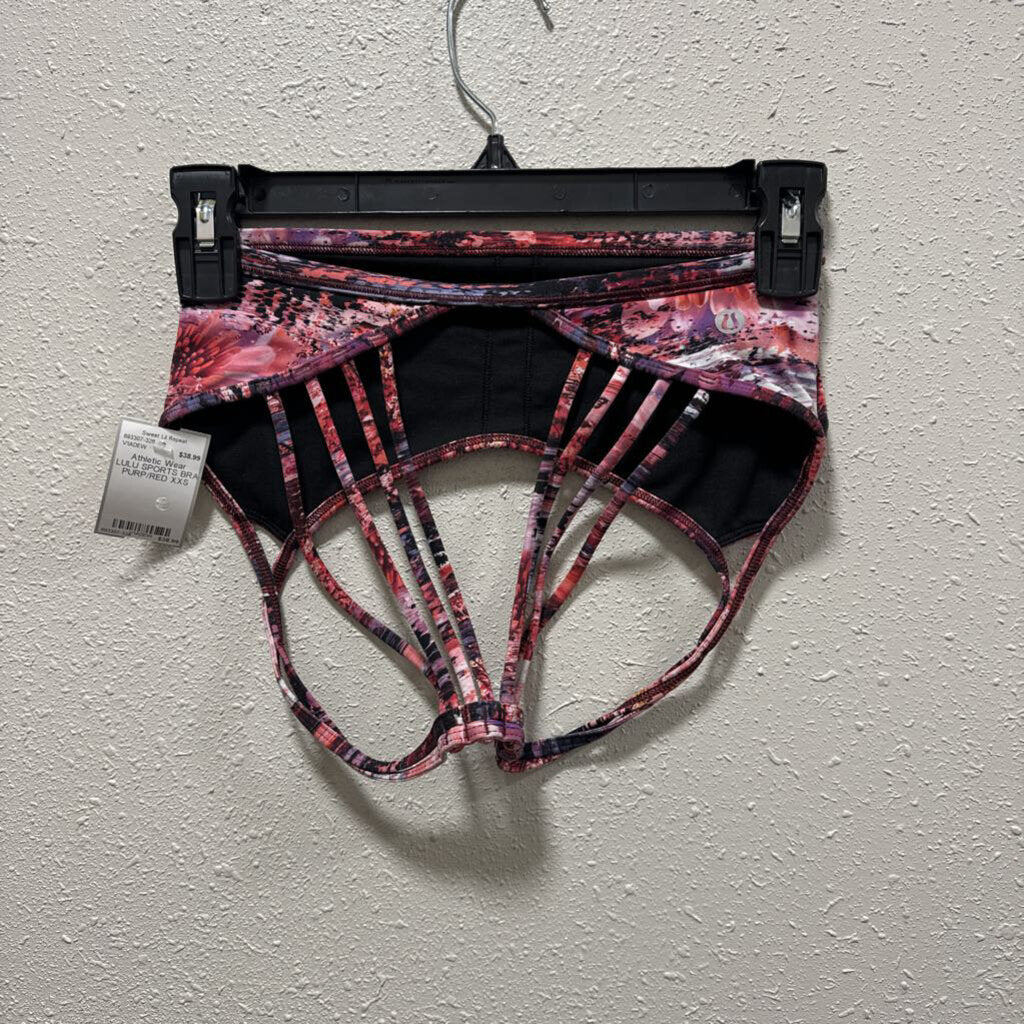 LULU SPORTS BRA,PURP/RED,XXS