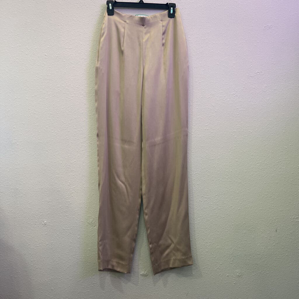 DANA BUCHMAN,100% SILK SLACKS,CHAMPAGNE ,4