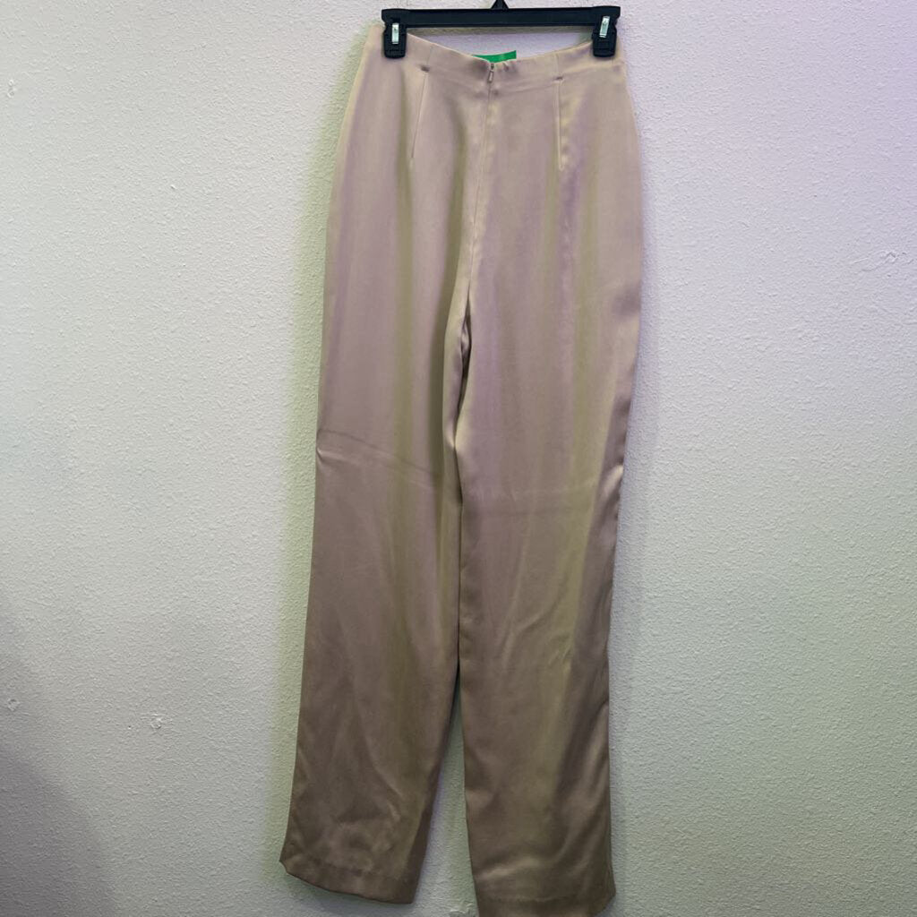 DANA BUCHMAN,100% SILK SLACKS,CHAMPAGNE ,4