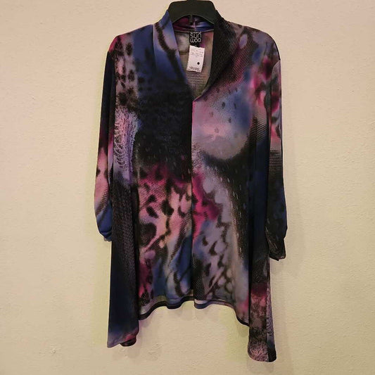 CLARA SUN WOO,CSW TUNIC QRT,PUR/BLU/BLK,XL