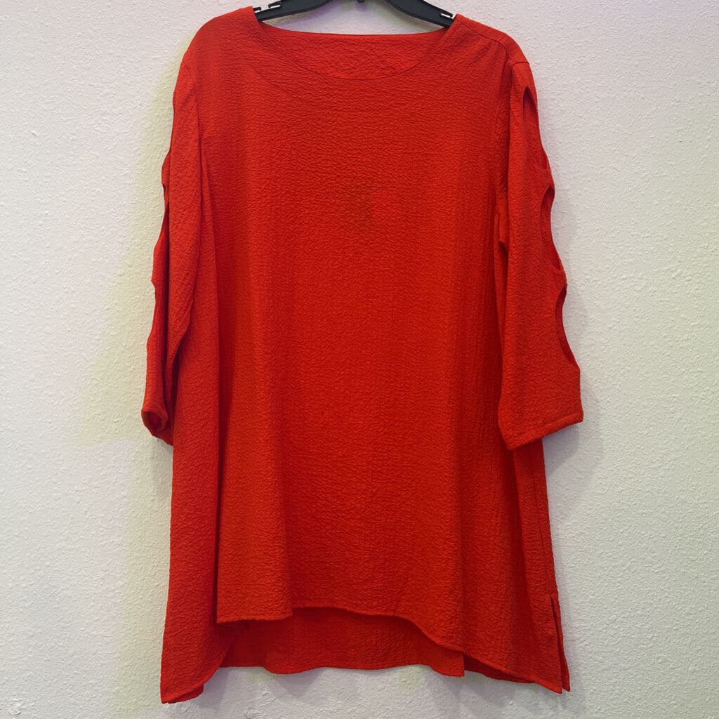 ALI MILES,3/4 SLEEVE OPEN SHOULDER TUNIC,ORANGE,L