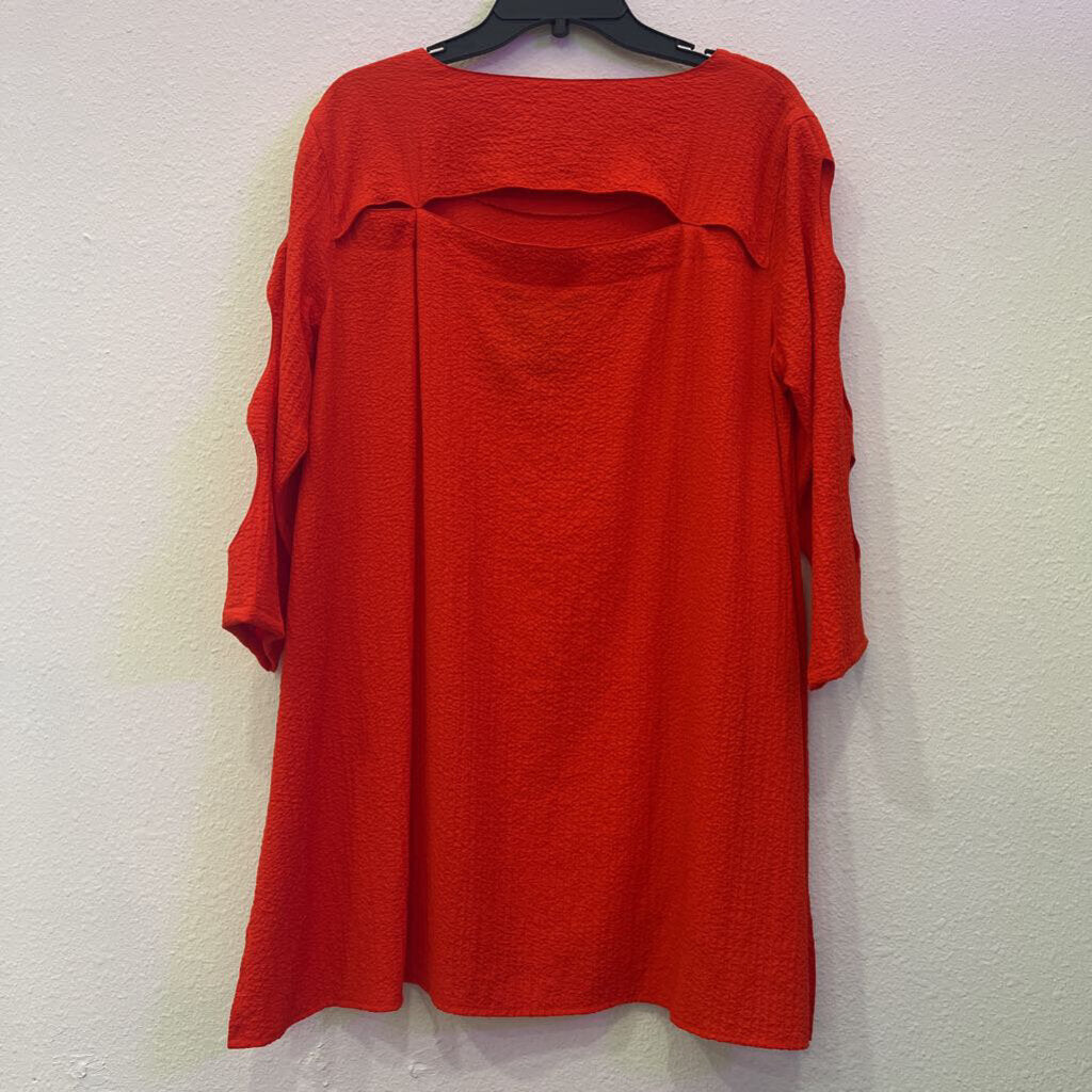ALI MILES,3/4 SLEEVE OPEN SHOULDER TUNIC,ORANGE,L