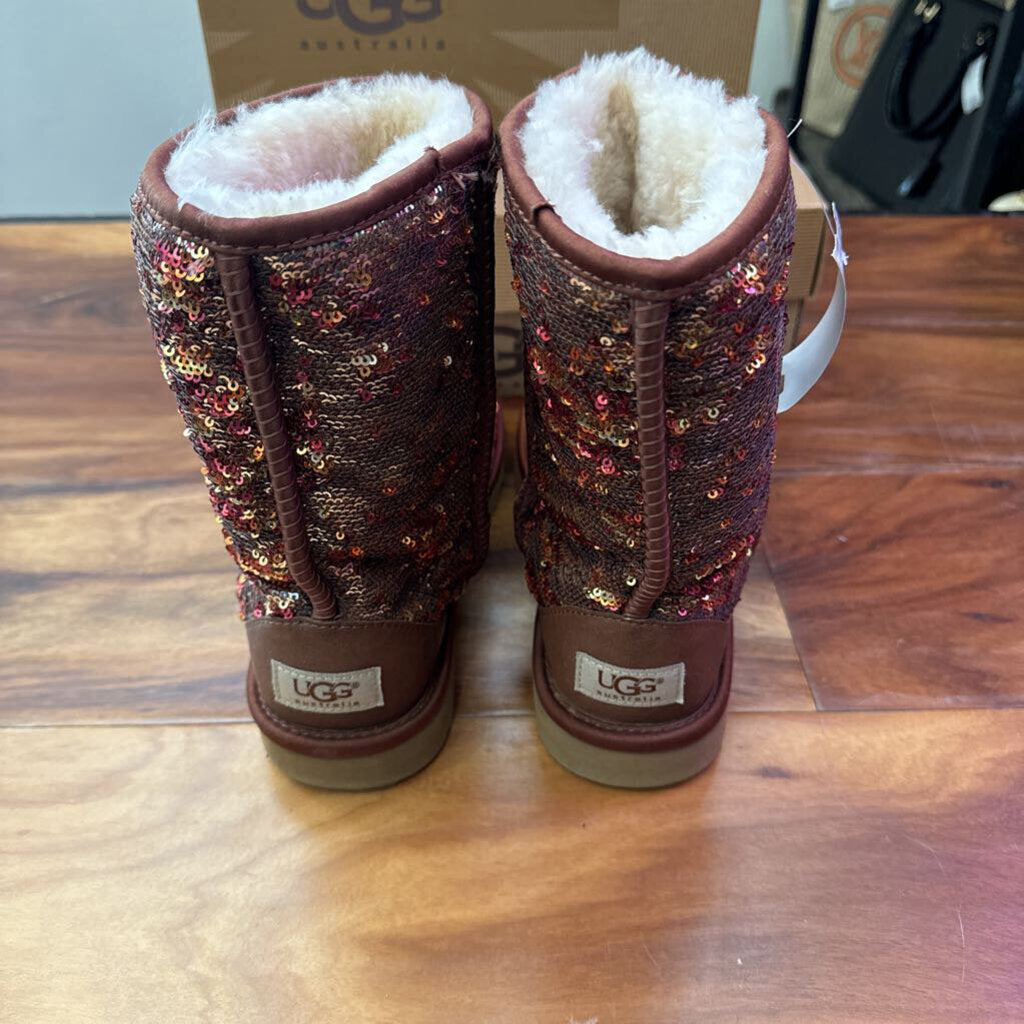 UGG,UGG Sequin Boots,Brown/Silver,8