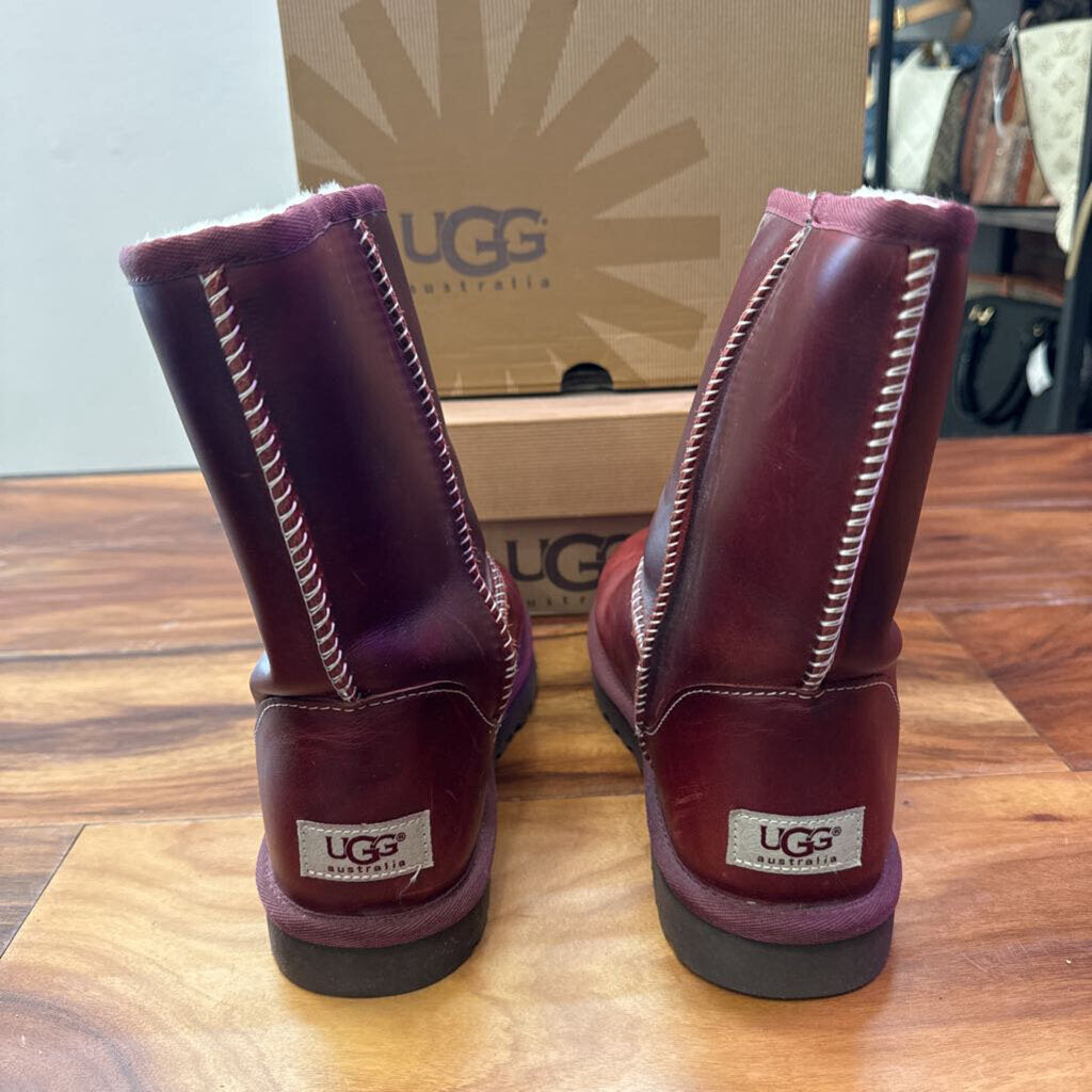 UGG,UGG LEATHER BOOT ,Wine,8