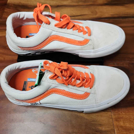 VANS PRO,WHITE/ORANGE,8