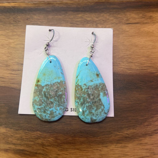 SLAB EARRINGS,TURQ