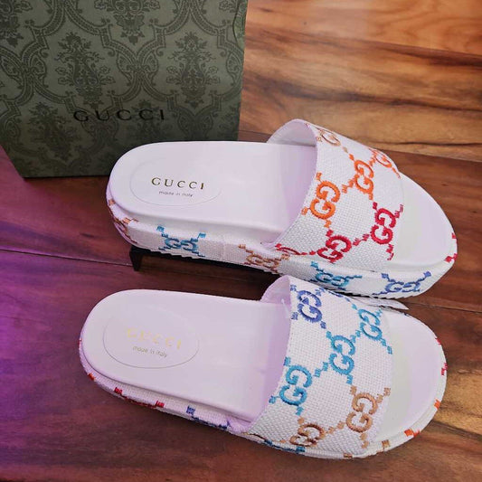 GUCCI (DUPE),PLATFORM SANDAL,WHT/MULTI,38