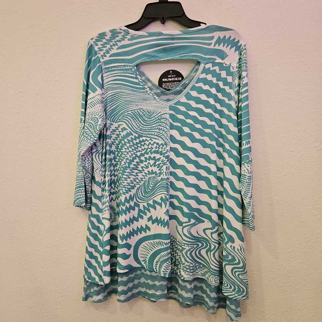 LYNN RITCHIE SILVER,3/4 SLVE TOP,TURQ,L