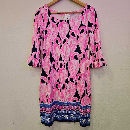 LILLY PULITZER,LONGSLV DRESS,BLUE/PINK,S