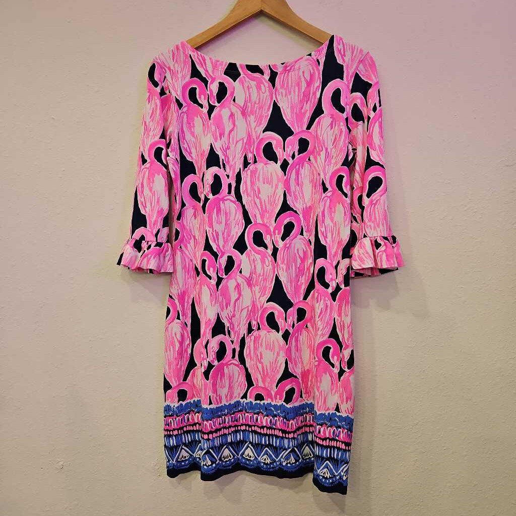 LILLY PULITZER,LONGSLV DRESS,BLUE/PINK,S