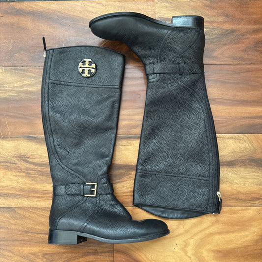 TORY BURCH,LEATHER RIDING BOOT,BLACK,7