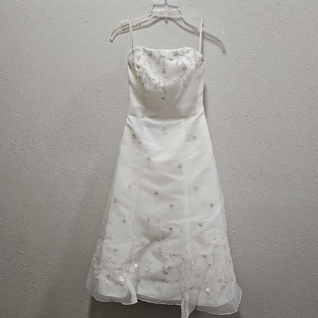GALINA,EMBROIDERED JEWELED STRAPLESS DRESS,IVORY,8