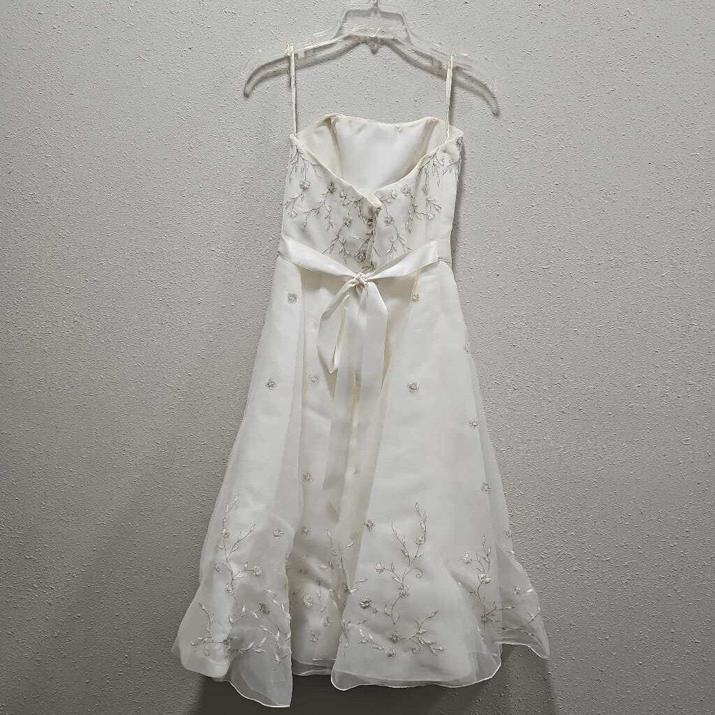 GALINA,EMBROIDERED JEWELED STRAPLESS DRESS,IVORY,8