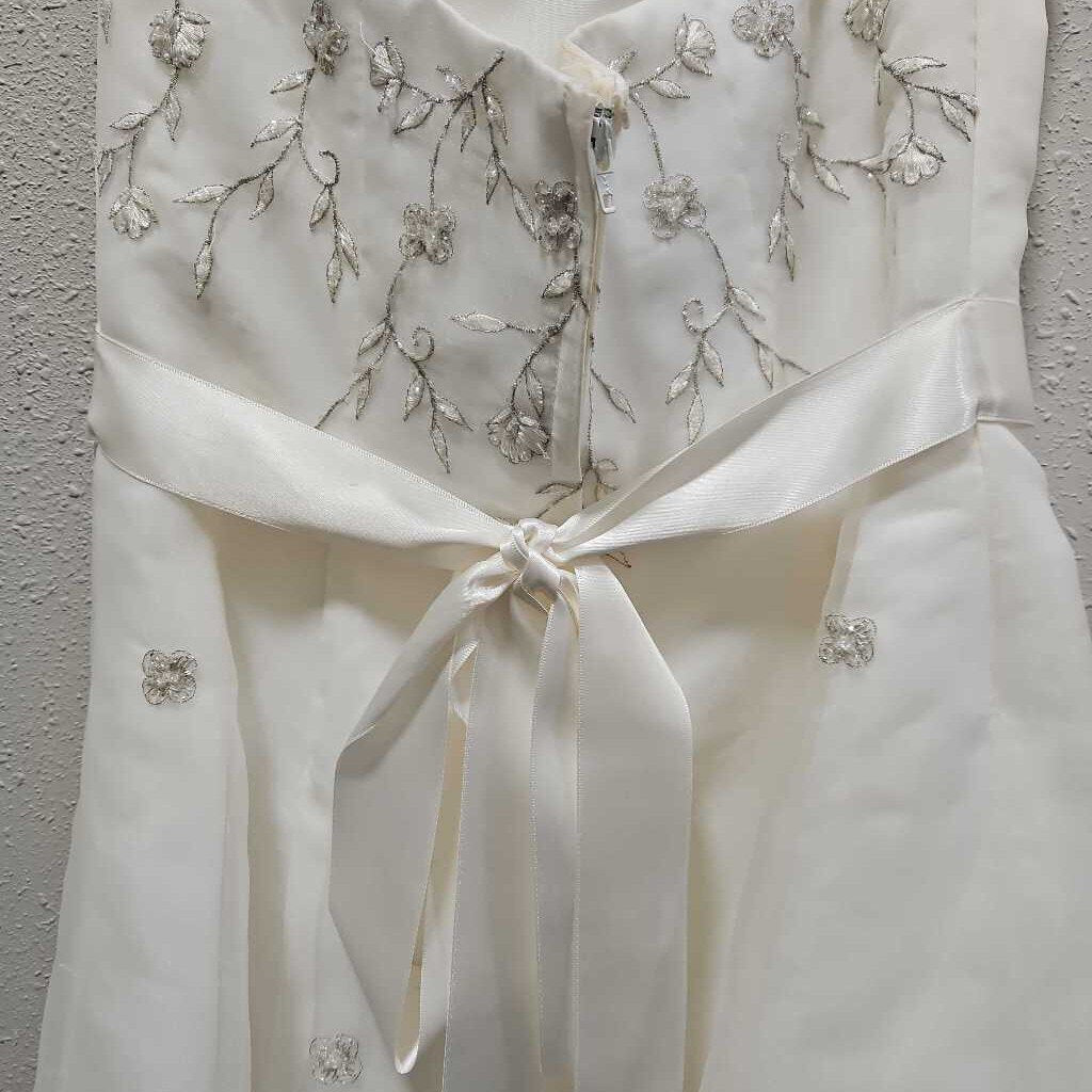 GALINA,EMBROIDERED JEWELED STRAPLESS DRESS,IVORY,8