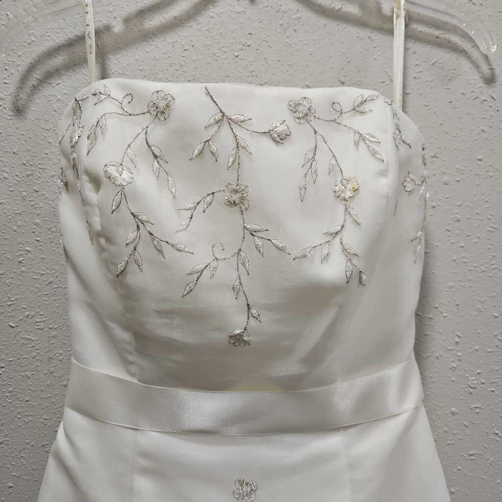 GALINA,EMBROIDERED JEWELED STRAPLESS DRESS,IVORY,8