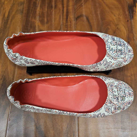 TORY BURCH,BALLET FLAT,WHT/PINK,11