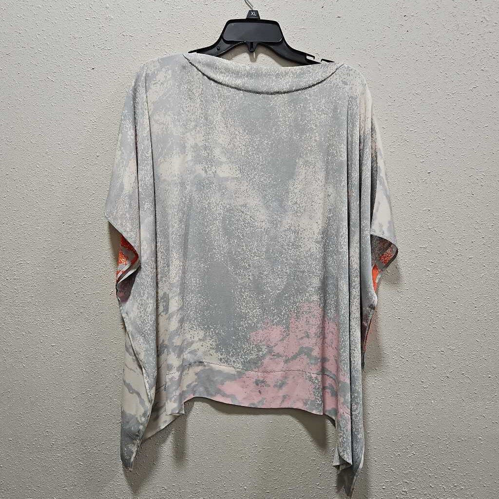 DIANE VON FURSTENBURG,SHORTSLV SHEER TOP,MULTI,M/L