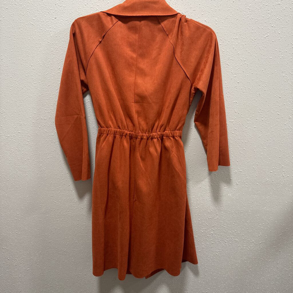 LISA ROBERTSON,SUEDE LONG DRESS COAT ,RUST ,S