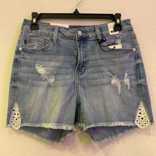 JUDY BLUE,MID RISE SHORTS,DENIM,28