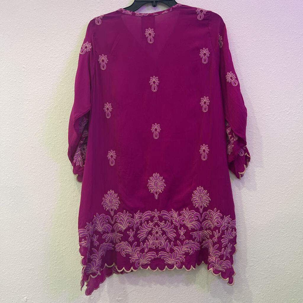 JOHNNY WAS,LONGSLEEVE SHEER,PURPLE,M