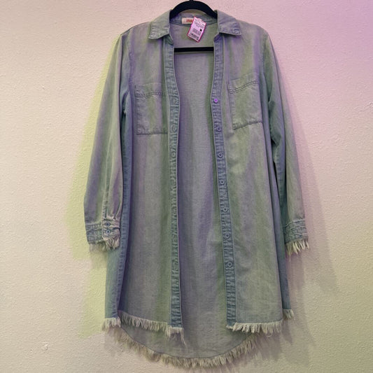 MAZIK,DENIM BUTTONUP DRESS KIMONO,BLUE ,S